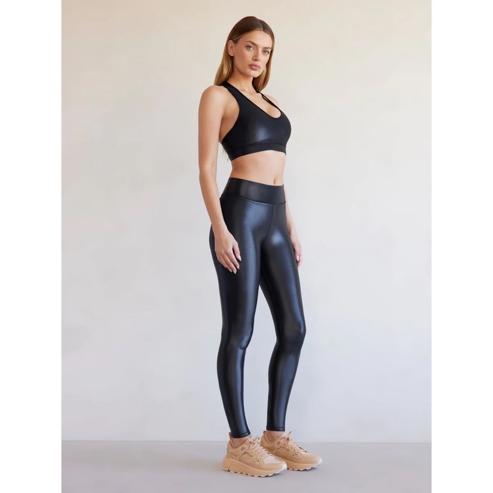 Carbon38 Takara Shine Regular Rise Leggings Wet Liquid Metallic Compression